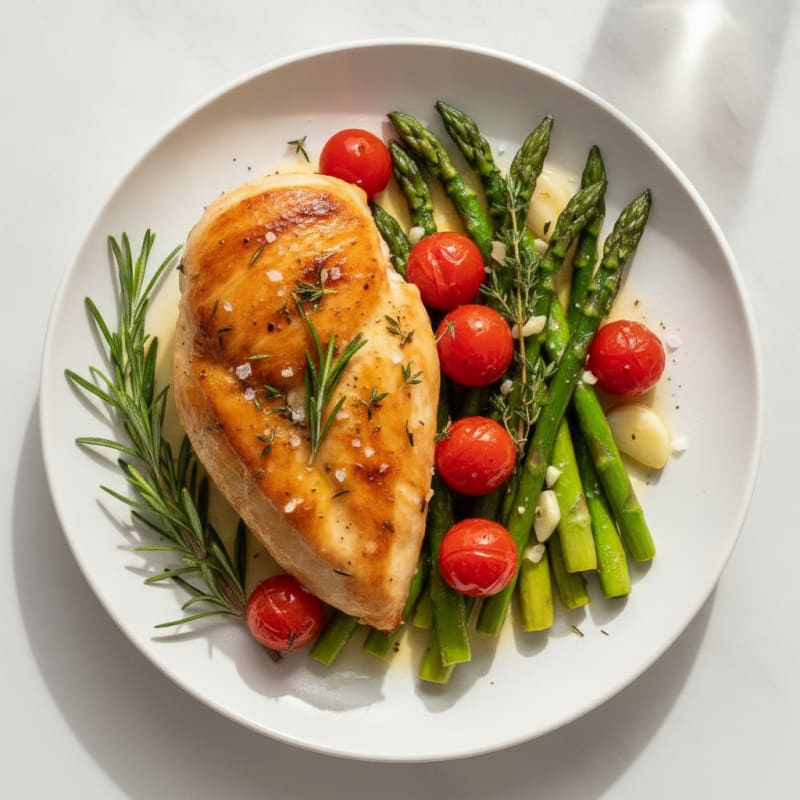 Lemon Herb Roasted Chicken with Asparagus