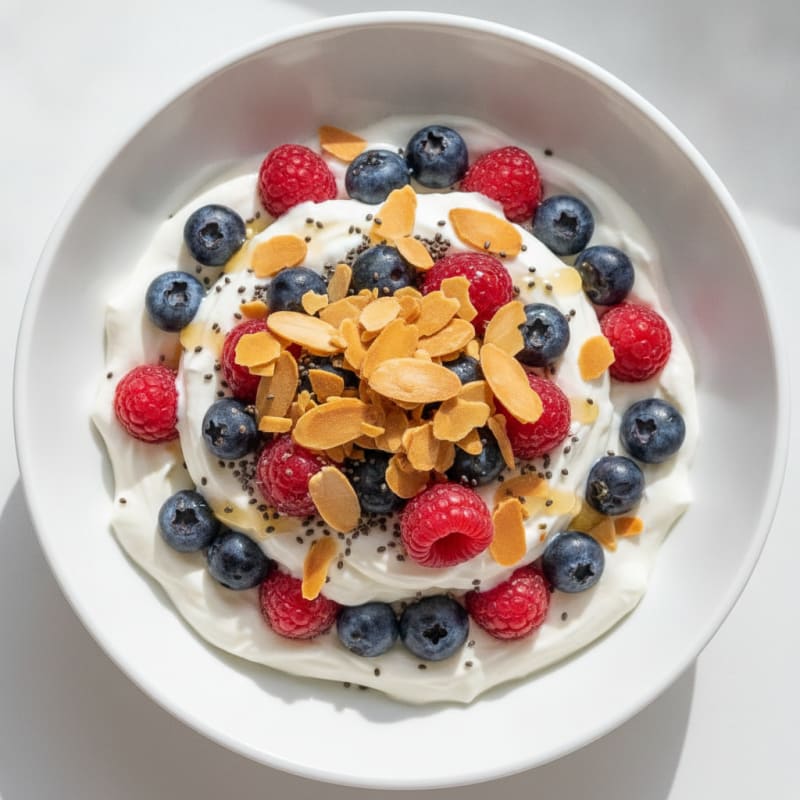 Creamy Greek Yogurt Protein Parfait with Almonds and Berries
