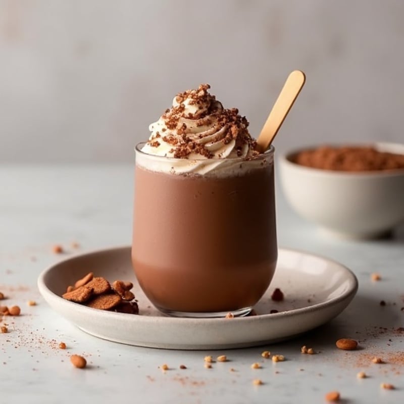 Chocolate Protein Mousse with Almond Butter and Hemp Seeds