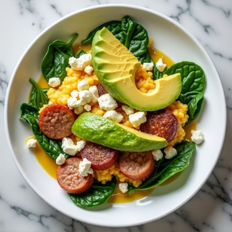 Egg White and Turkey Sausage Scramble with Spinach