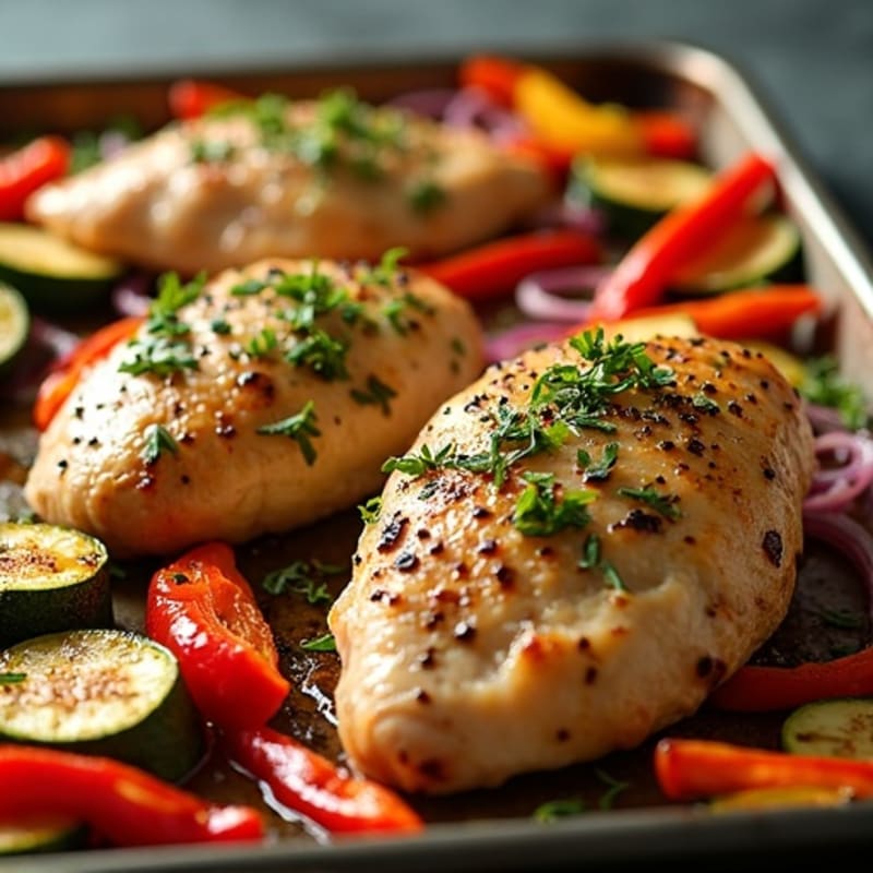 Sheet Pan Herb-Roasted Chicken and Rainbow Vegetables