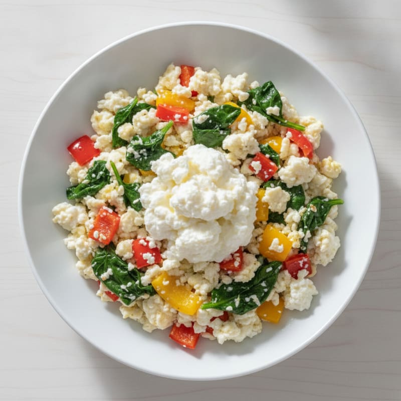 Egg White Veggie Scramble with Cottage Cheese