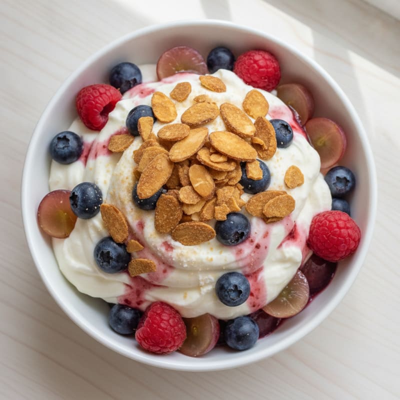 Greek Yogurt Protein Parfait with Mixed Berries and Almonds