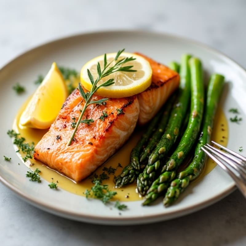 Lemon Herb Grilled Salmon with Roasted Asparagus