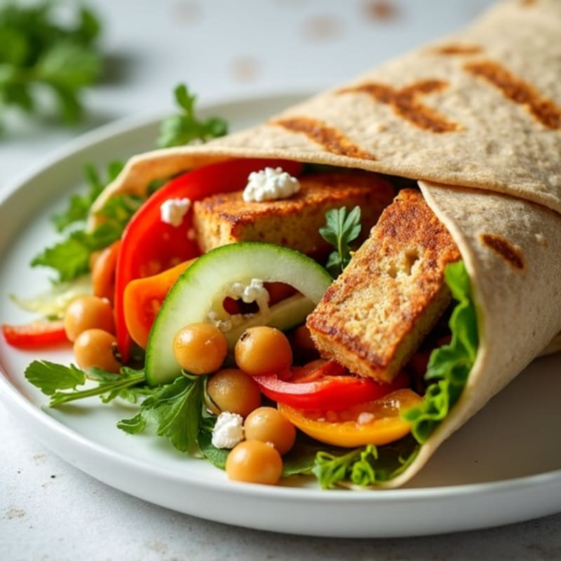 Crunchy Mediterranean Veggie and Creamy Hummus Wrap