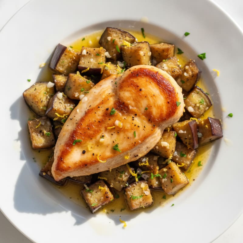 Pan-Seared Chicken with Roasted Eggplant