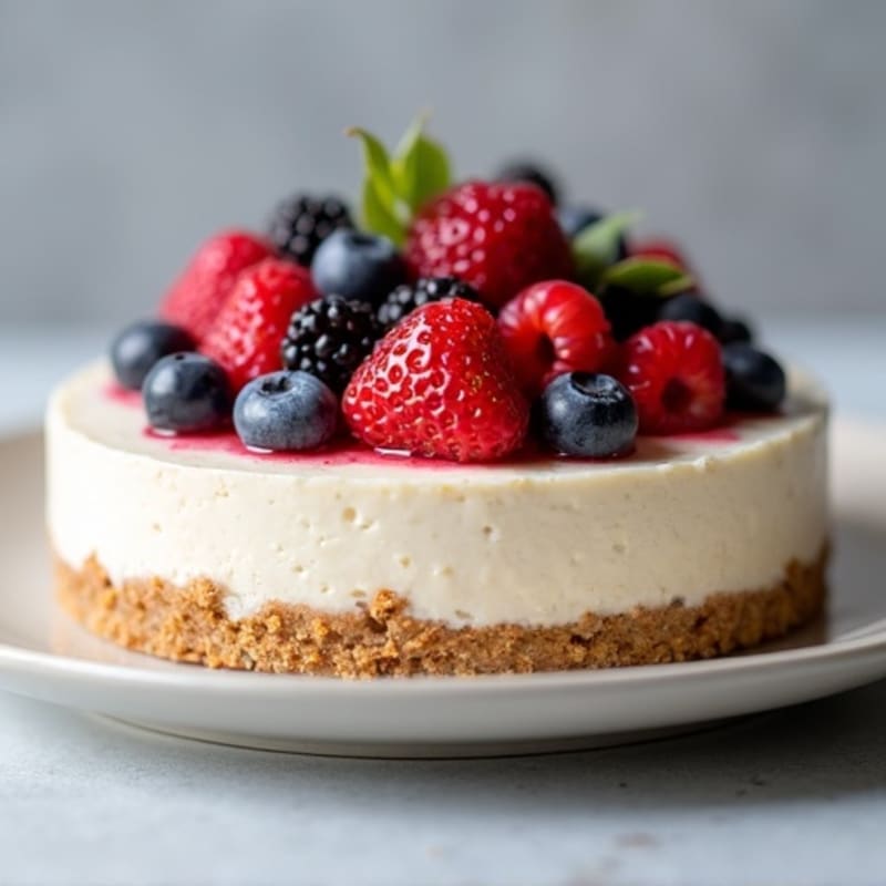 Greek Yogurt Protein Cheesecake with Mixed Berries