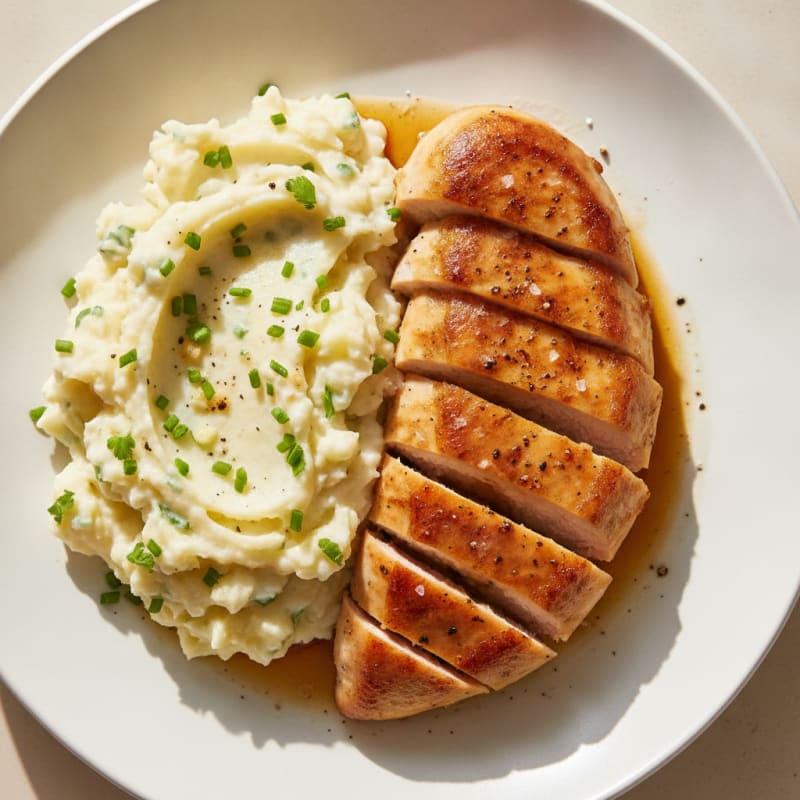 Garlic Herb Mashed Potatoes with Pan-Seared Chicken