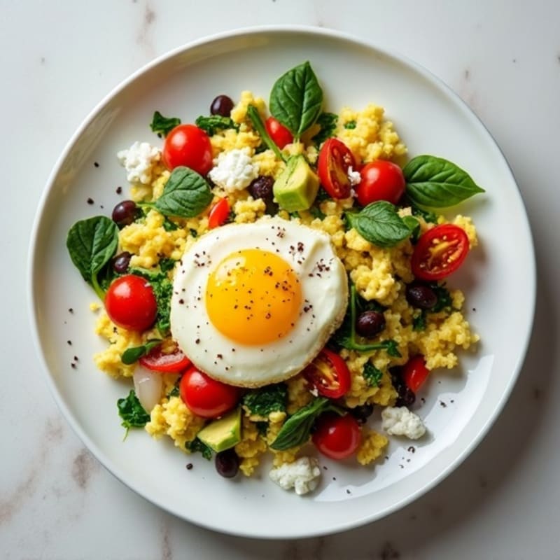 Egg White Veggie Scramble with Cottage Cheese