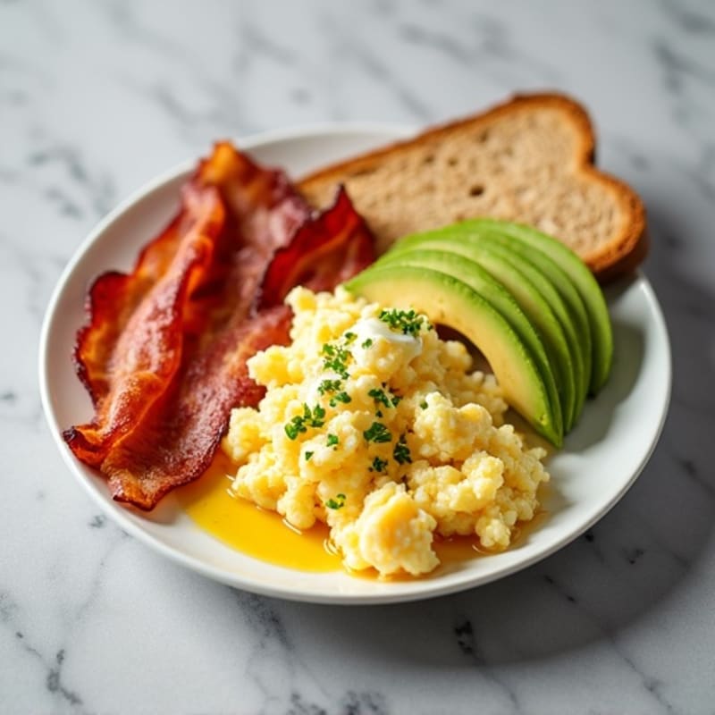 Egg White Scramble with Cottage Cheese and Turkey Bacon