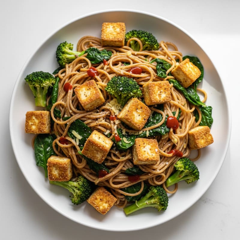 Pan-Seared Tofu with Peanut Noodles
