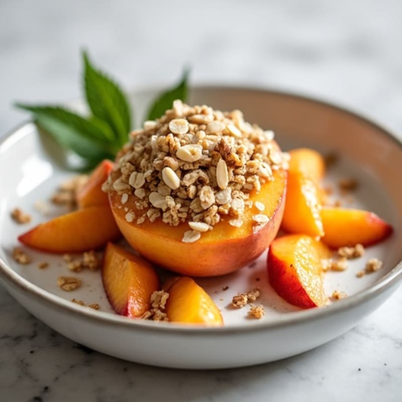 Baked Peaches with Crispy Almond-Oat Topping