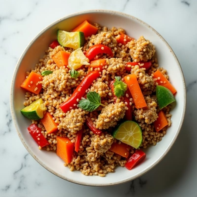 Ginger-Sesame Ground Turkey Rice Bowl