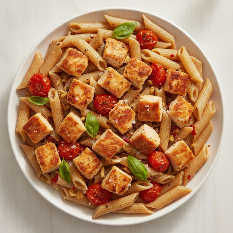 Garlic Chicken Penne with Roasted Tomatoes
