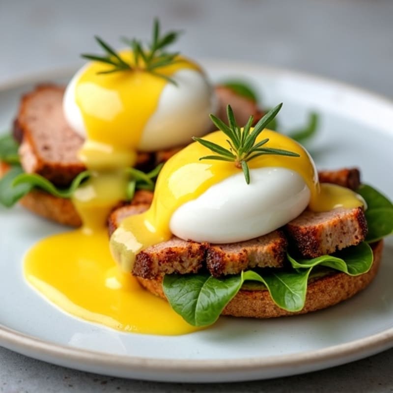 Lightened-Up Poached Eggs with Herb-Roasted Turkey and Yogurt Hollandaise