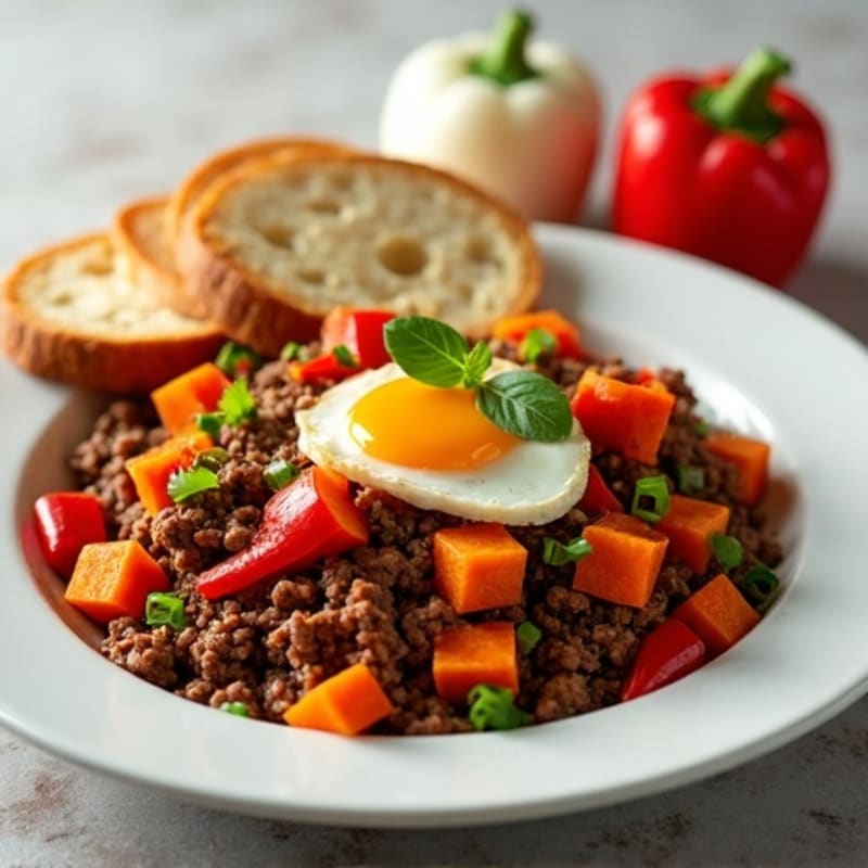 Hearty Ground Beef and Sweet Potato Hash