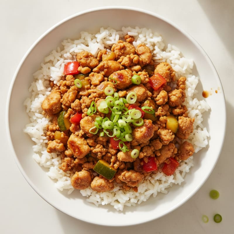 Ginger-Tamari Chicken Mince Rice Bowl