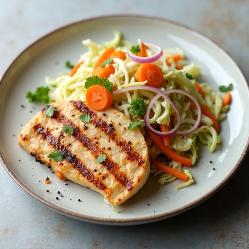Grilled Chicken Breast with Crunchy Cabbage Slaw
