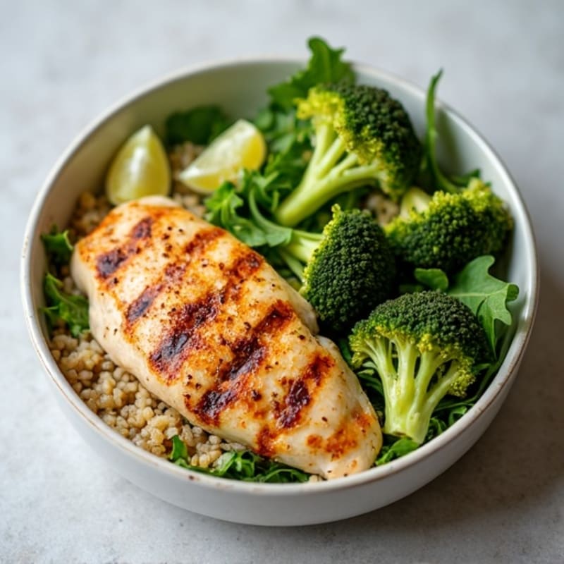 Grilled Chicken and Quinoa Salad with Roasted Broccoli