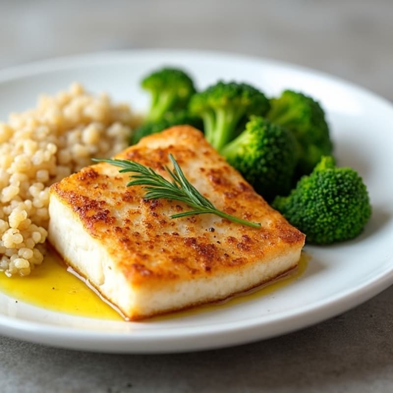 Seared Cod with Steamed Broccoli and Quinoa