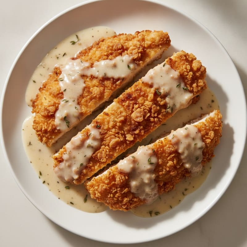 Crispy Buttermilk Fried Chicken with Creamy Gravy