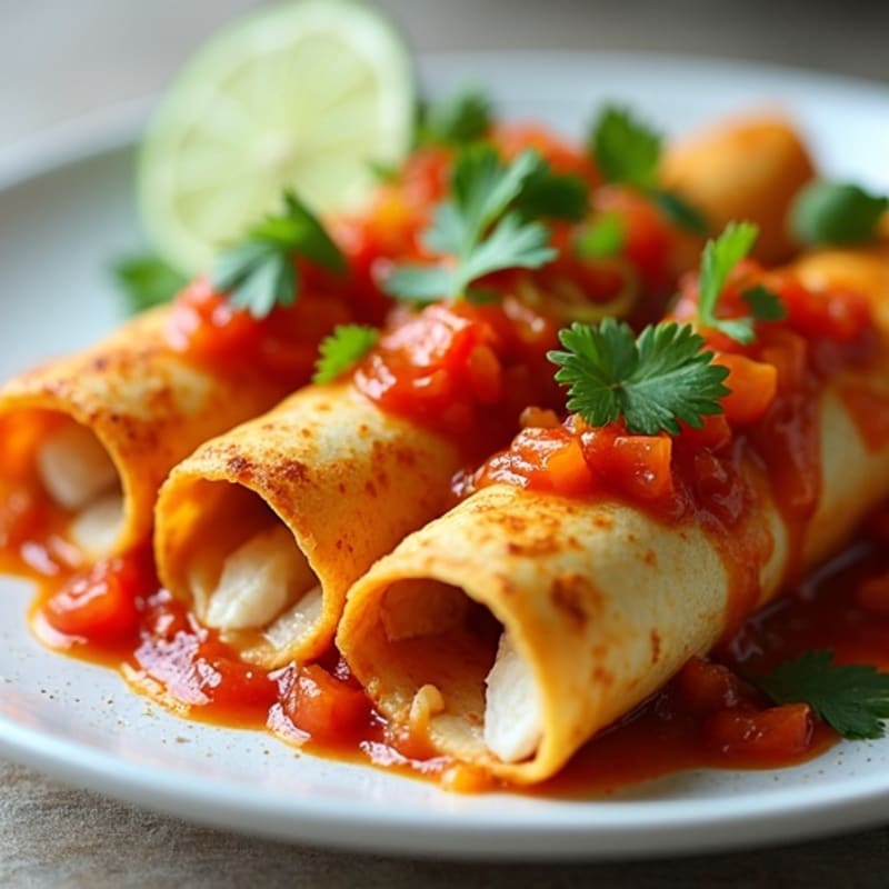 Lean Chicken Enchiladas with Smoky Chipotle Sauce