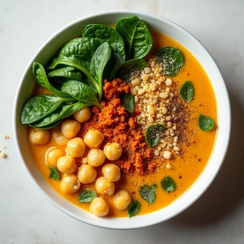 Creamy Coconut Chickpea and Spinach Curry Bowl
