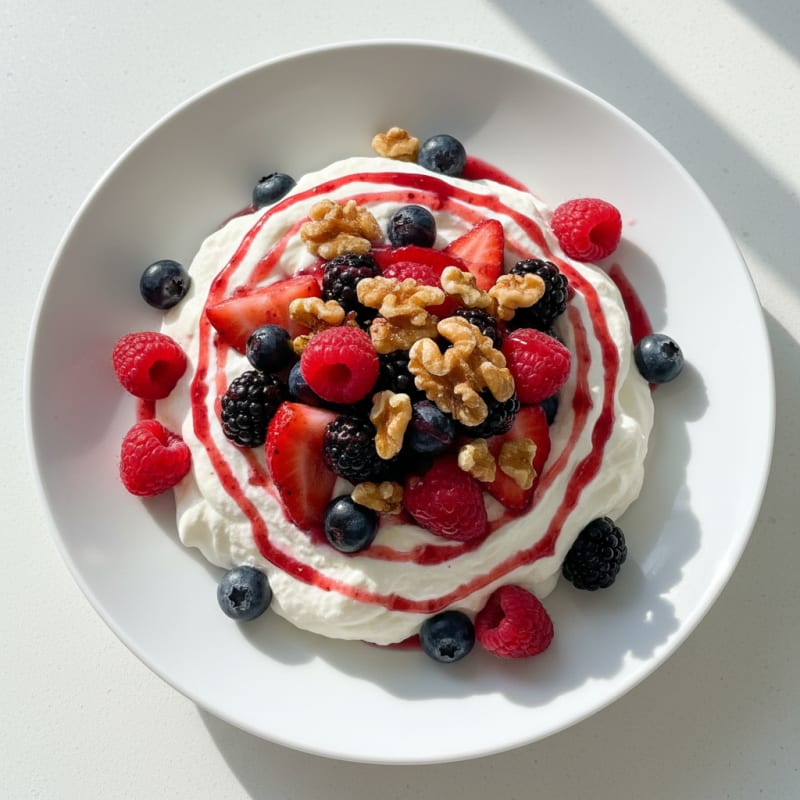 Silky Greek Yogurt Protein Mousse with Mixed Berries