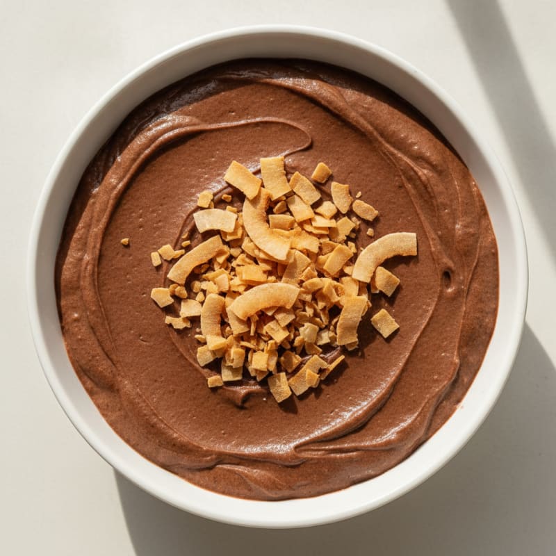 Silky Chocolate Protein Pudding with Toasted Coconut
