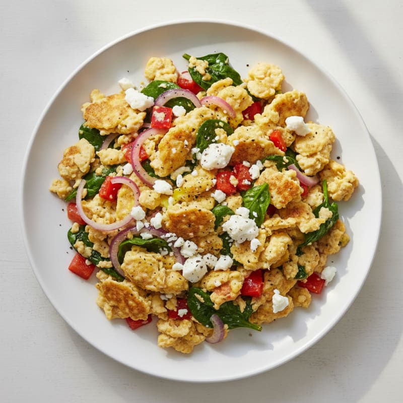 Eggs and Veggie Scramble with Feta
