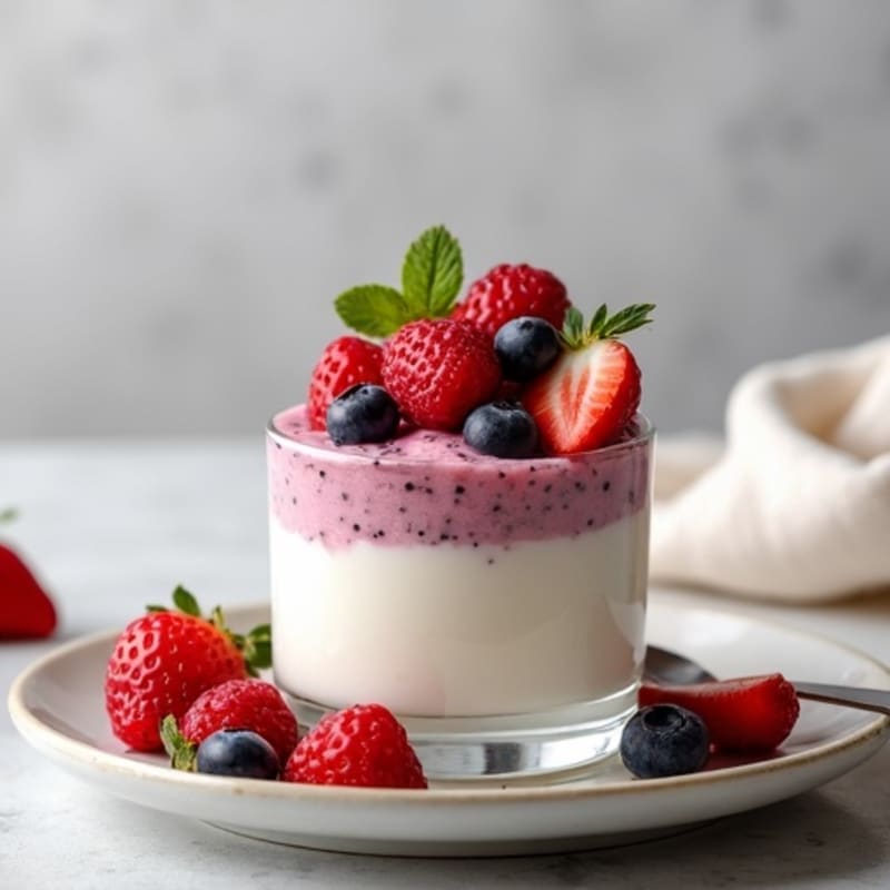Silky Greek Yogurt Protein Pudding with Fresh Berries