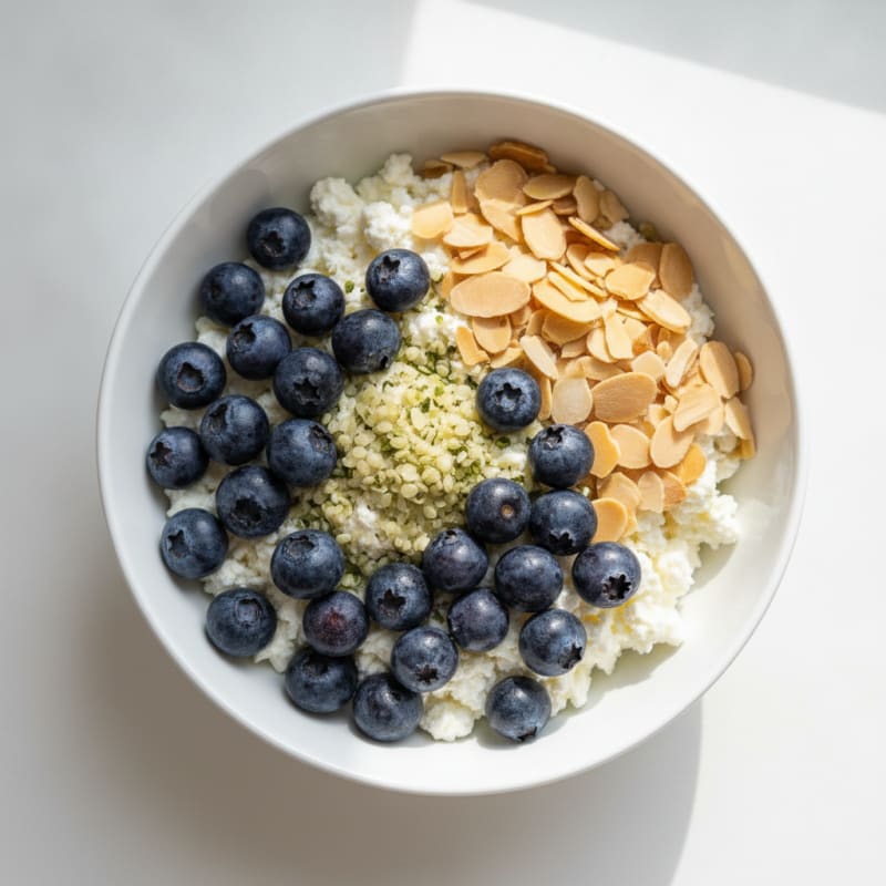 Cottage Cheese and Berry Protein Bowl with Almonds