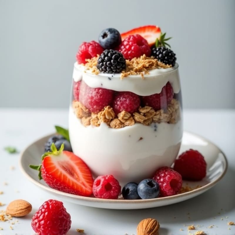 Creamy Greek Yogurt Parfait with Berries and Almonds