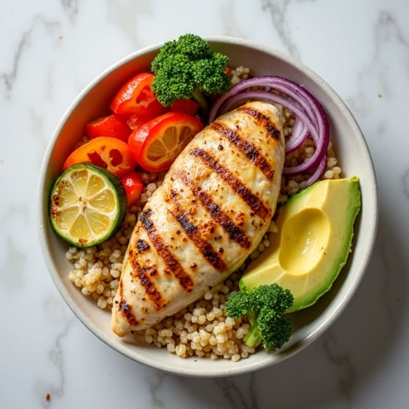 Grilled Chicken and Quinoa Bowl with Roasted Vegetables