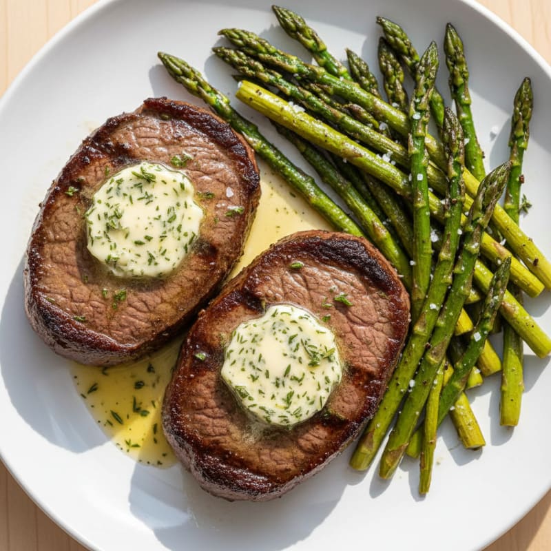 Pan-Seared Sirloin with Garlic Herb Butter