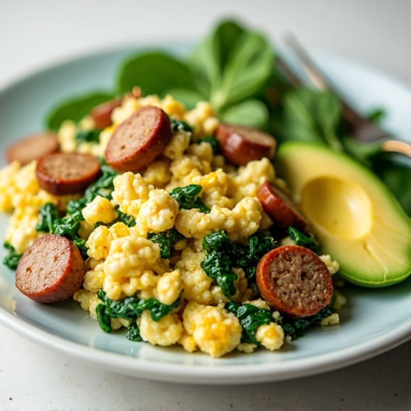 Egg White and Turkey Sausage Scramble with Spinach