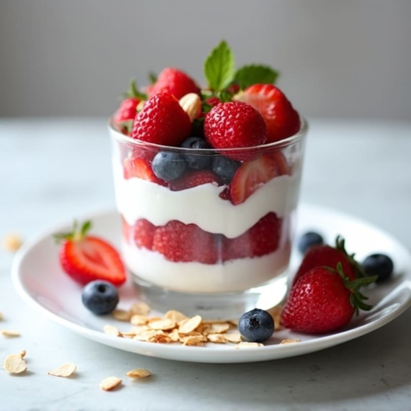 Greek Yogurt Protein Parfait with Mixed Berries and Almonds