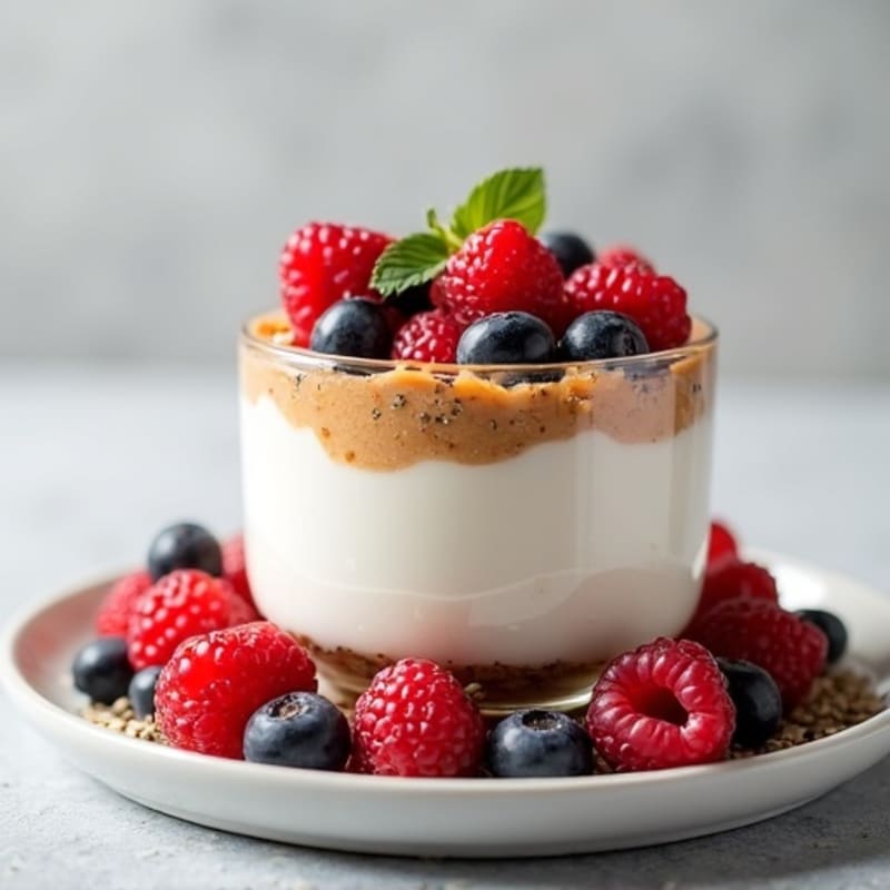 Greek Yogurt Protein Parfait with Almond Butter and Berries