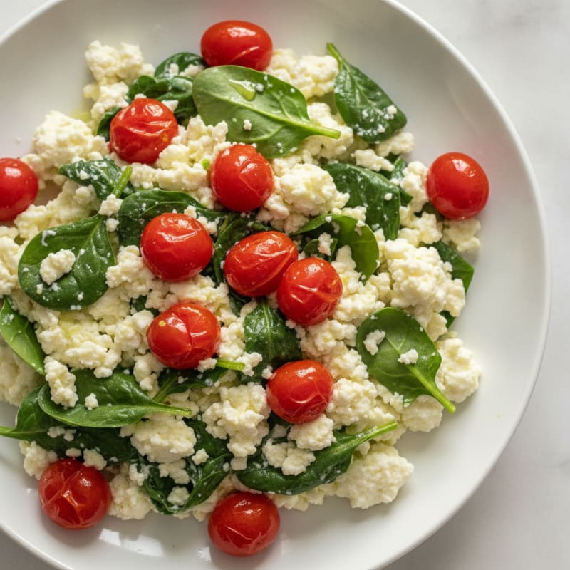 Egg White and Cottage Cheese Scramble with Spinach