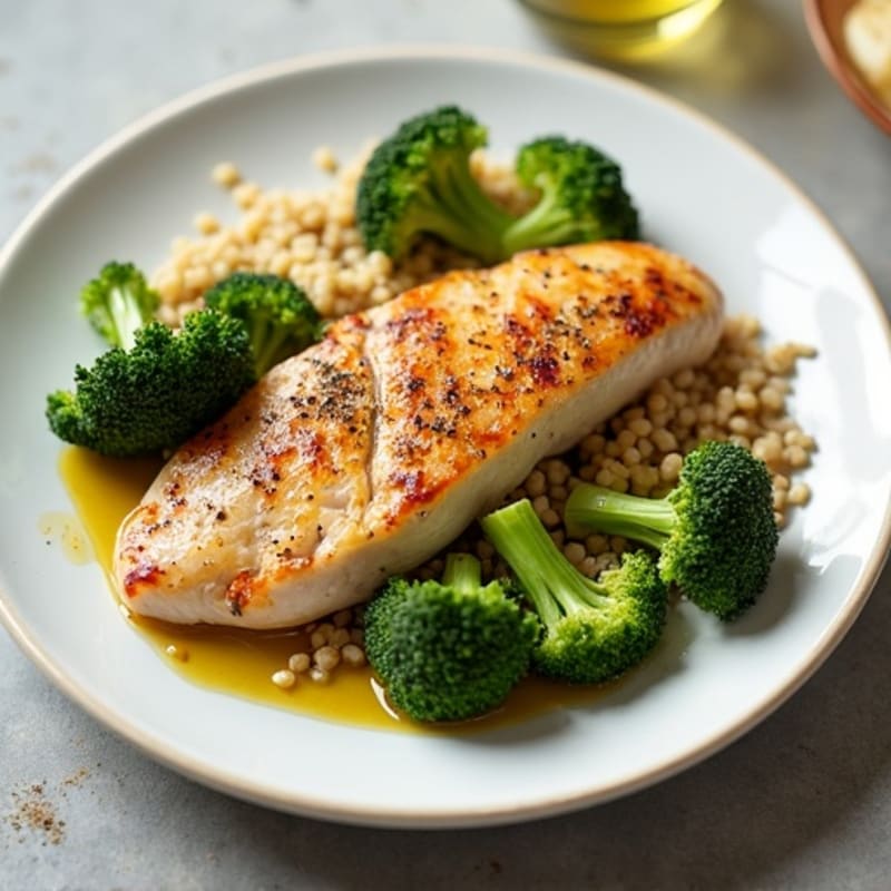 Seared Turkey Breast with Roasted Broccoli and Quinoa