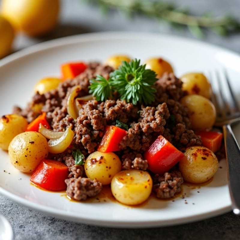 Herb-Seasoned Ground Beef and Roasted Potato Hash
