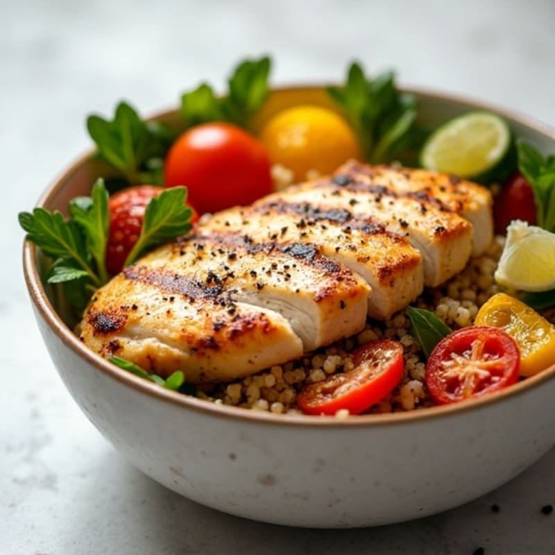 Grilled Chicken and Quinoa Power Bowl with Roasted Vegetables