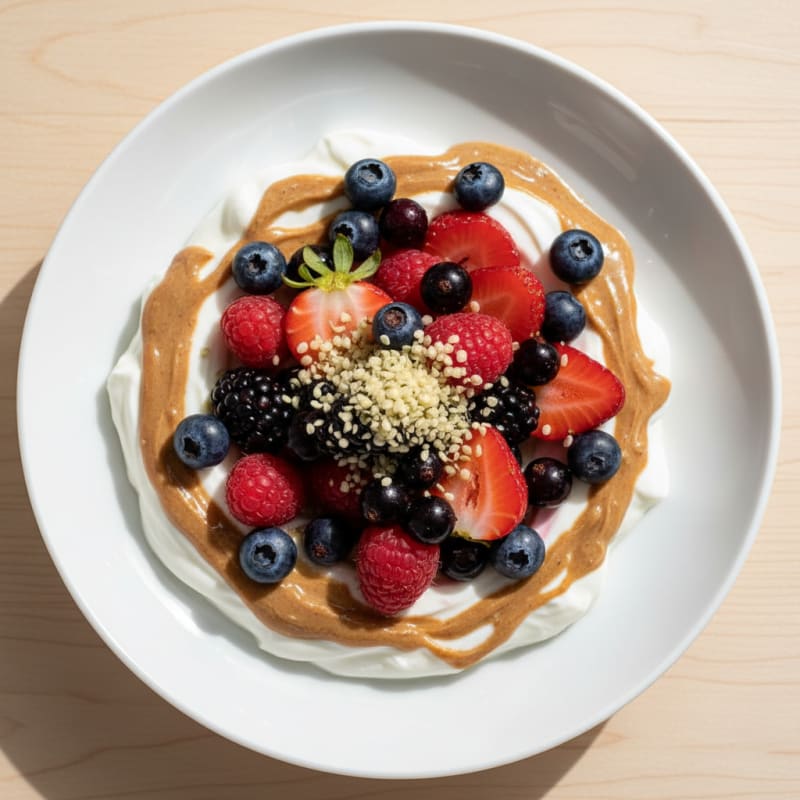 Greek Yogurt Parfait with Mixed Berries and Almond Butter