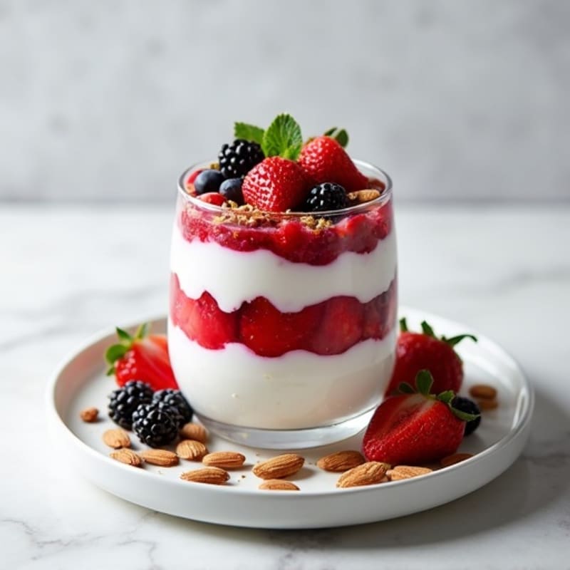 Greek Yogurt Protein Parfait with Mixed Berries and Almonds