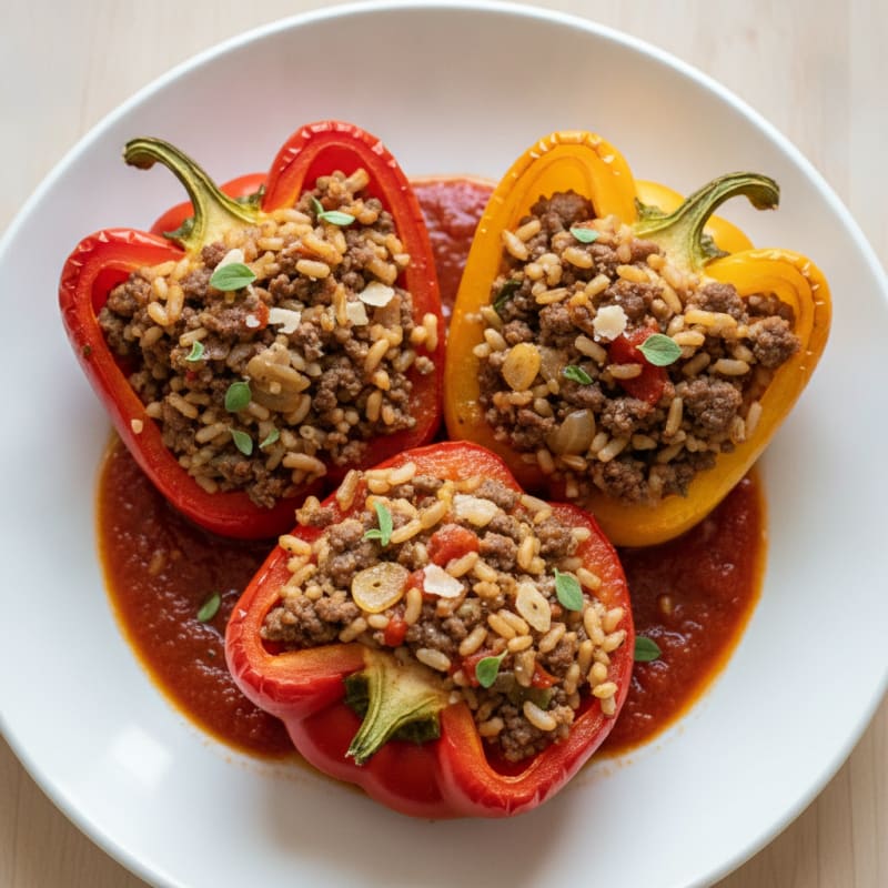 Beef and Rice Stuffed Bell Peppers