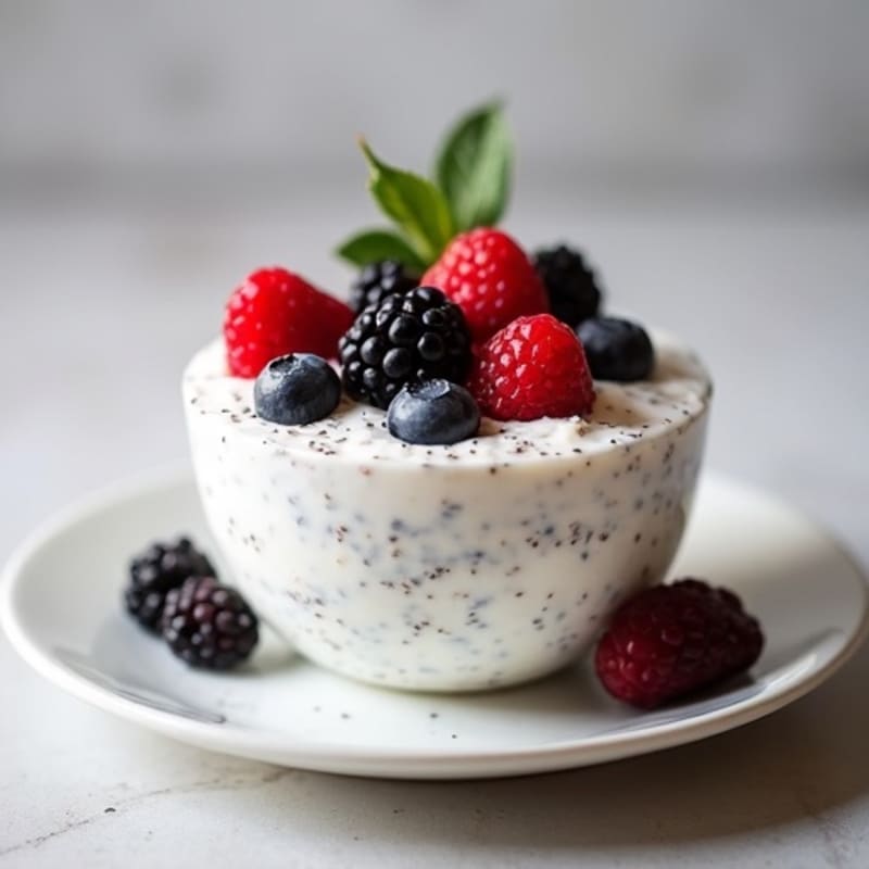 Thick Greek Yogurt Chia Pudding with Fresh Berries