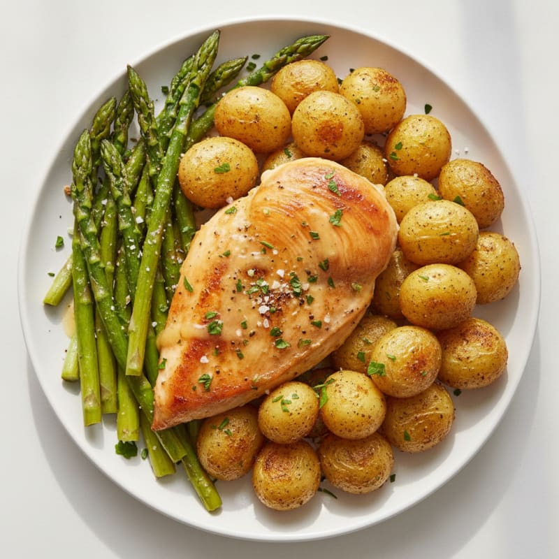 Lemon Herb Roasted Chicken with Asparagus