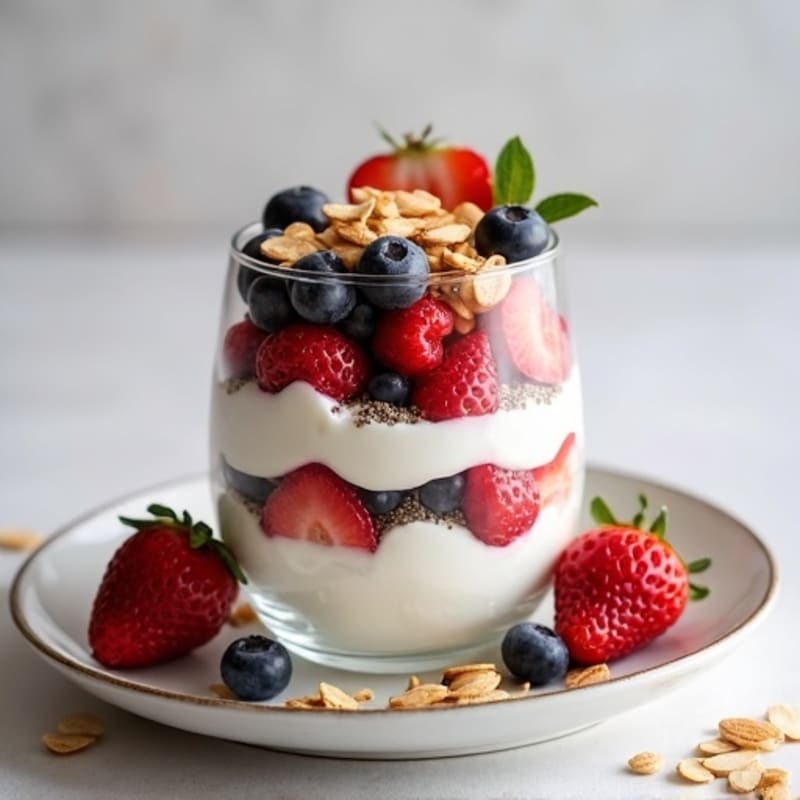 Creamy Greek Yogurt Parfait with Mixed Berries and Toasted Almonds