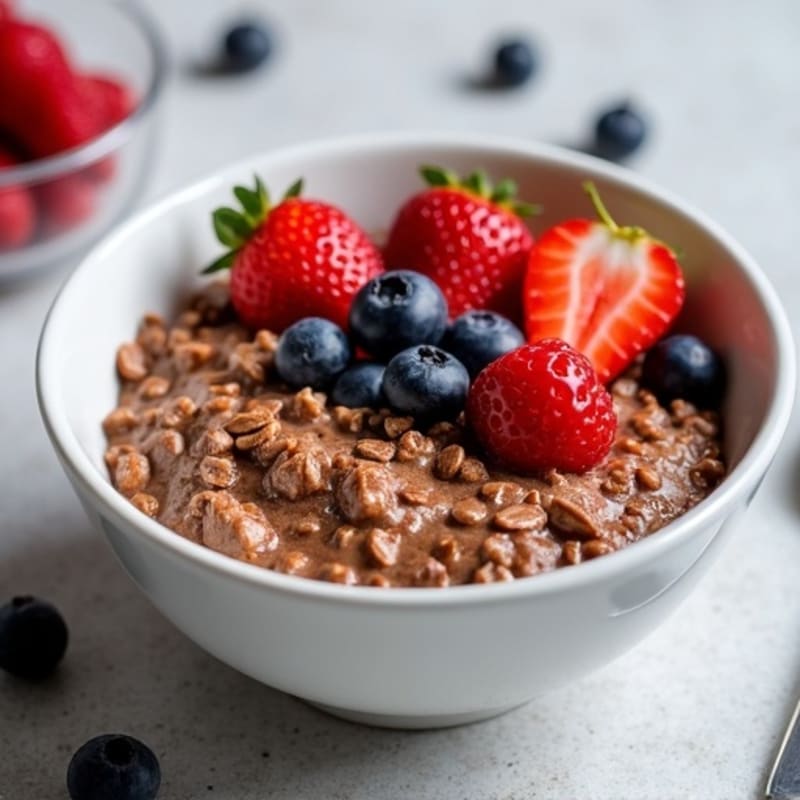 Creamy Brownie Batter Protein Oatmeal with Fresh Berries