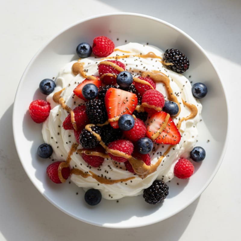 Greek Yogurt Protein Mousse with Mixed Berries